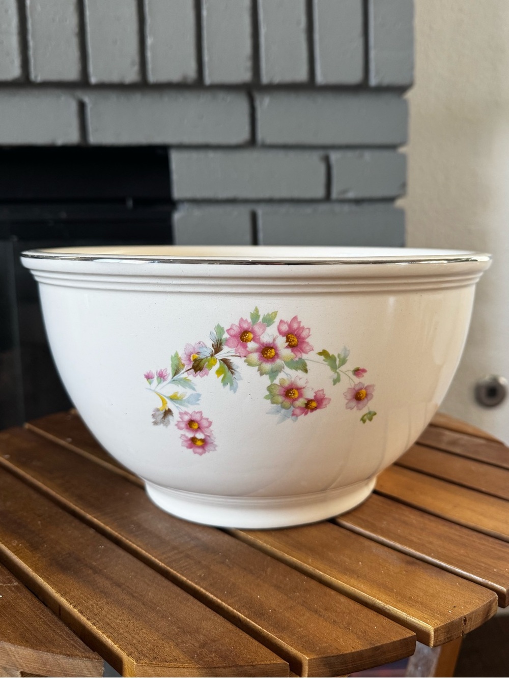 Homer Laughlin Vintage Floral Mixing Bowl Cottage Prairie Style Fairy Rare